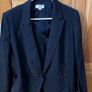 Tahari Black Single-Button Tailored Blazer with skirt and belt